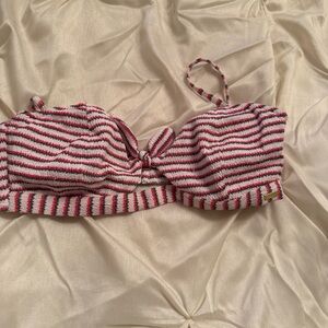 Roxy Pink and White Knit Bralette